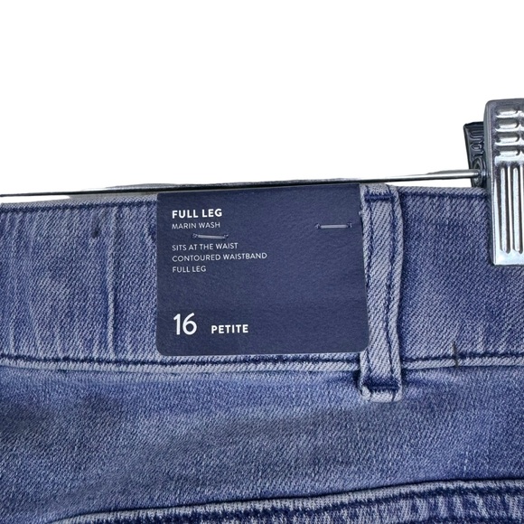 J.Jill High-Rise Creased-Front Full-Leg Jeans Size 16P Wide Leg Denim Marin Wash - Picture 10 of 14